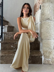 Off-white Maxi Dress with Knot