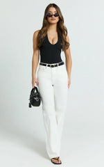 Abbie Jeans - Mid Rise Straight Leg Recycled Denim Jeans in Ecru