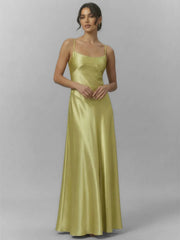 Premium Tailoring Corset-Back Satin Slip Maxi Dress
