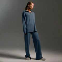 Women's Ribbed Knit Lounge Set | Relaxed Two-Piece Loungewear Co-Ord