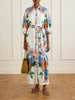 Bianca linen-blend floral midi dress