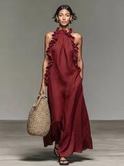 Women's Ruffle Maxi Dress | Sleeveless Tiered Ruffle Summer Maxi Dress