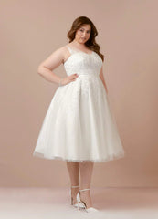 Diamond White A-Line V-Neck lace Satin Dress