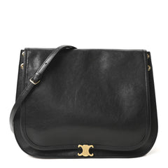 Shiny Lambskin Soft Triomphe Besace Bag Black