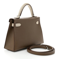 Madame Calfskin Matte Alligator Mini Kelly Sellier Touch 20 Etoupe Beton