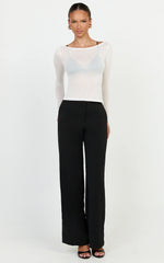 Madi Top - Long Sleeve Sheer Slub Jersey Top in White