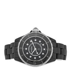 Stainless Steel Ceramic Diamond 33mm J12 Quartz Watch Black