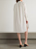 Asymmetric pleated cotton-blend poplin midi dress