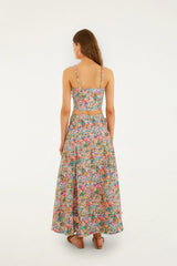 Off-White Peasant Floral Butterflies Maxi Skirt