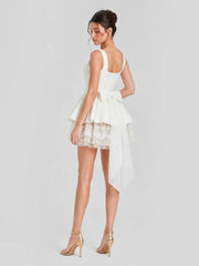 Lace Mini Dress with Detachable Bow Back