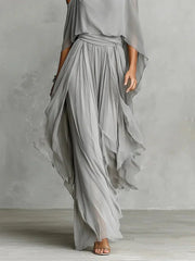 Women's Off-Shoulder Wide-Leg Two-Piece Set | Flowing Elegant Evening Set