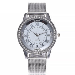 Women's Quartz Mesh-Band Watch | Elegant Roman Numeral Timepiece