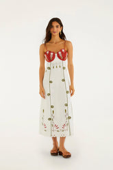 Off-White Tulip Richelieu Embroidered Midi Dress