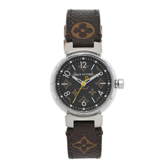 Stainless Steel Monogram 28mm Tambour Quartz Watch Brown