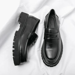 Men’s Black Chunky Sole Loafers – Modern Slip-On Dress Shoes