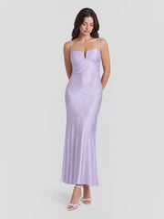 Floral Jacquard Satin Bias-cut Midi Dress