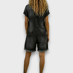 Women's Vintage Denim-Look Jumpsuit | Casual Relaxed-Fit Jumpsuit