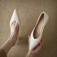 Women's Pointed Toe Kitten Heel Pumps | Slip On Low Heel Court Shoes
