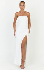 Liana Maxi Dress - Strapless Pearl Fringe Dress in White