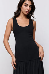 Cotton Mix Dropped Waist Maxi Dress