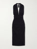 Halterneck backless silk-blend midi dress