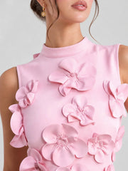 3D Floral Applique Bodycon Mini Dress