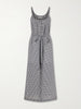 Nevita belted checked organic cotton midi dress
