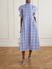Venetia ruffled checked cotton-blend midi dress