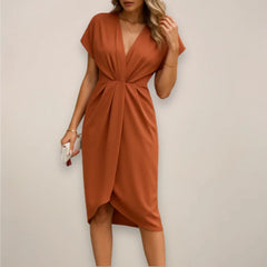 Women's Wrap Midi Dress | Elegant Fluid Wrap Dress
