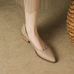 Women's Pointed Toe Block Heel Pumps | Slip On Mid Heel Shoes