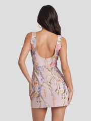 3D Floral Applique Tulle Mini Dress