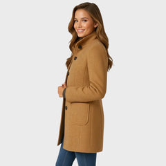 Women's Wool-Blend Long Coat | Structured Warm Outerwear