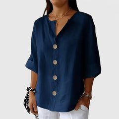 Women's Relaxed V-Neck Blouse | Easy Button-Front Summer Top