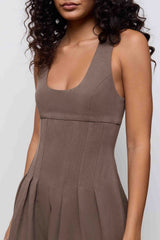 Cotton Mix Cinched Midi Dress