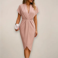 Women's Wrap Midi Dress | Elegant Fluid Wrap Dress