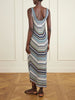 Striped metallic crochet-knit midi dress