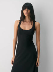 Drapey satin bustier maxi dress with low back