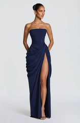 Women's Strapless Maxi Dress | Elegant Corset Slit Evening Maxi Dress