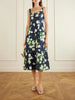 Floral-print faille midi dress