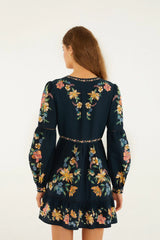 Dark Blue Maira Floral Mini Dress