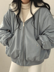 Daniela Teddy Oversize Jacket Women – Soft Reversible Bomber with Pockets & Streetwear Style