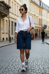 Women's Vintage Bermuda Shorts | Casual Pocket Summer Shorts