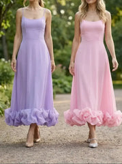 Women's Ruffle Midi Dress | Elegant Flowing Evening Dress