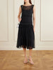 Pleated lace-trimmed silk-georgette midi dress