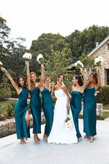 The Madeline Cowl Satin Maxi Dress Teal