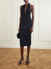 Halterneck backless silk-blend midi dress