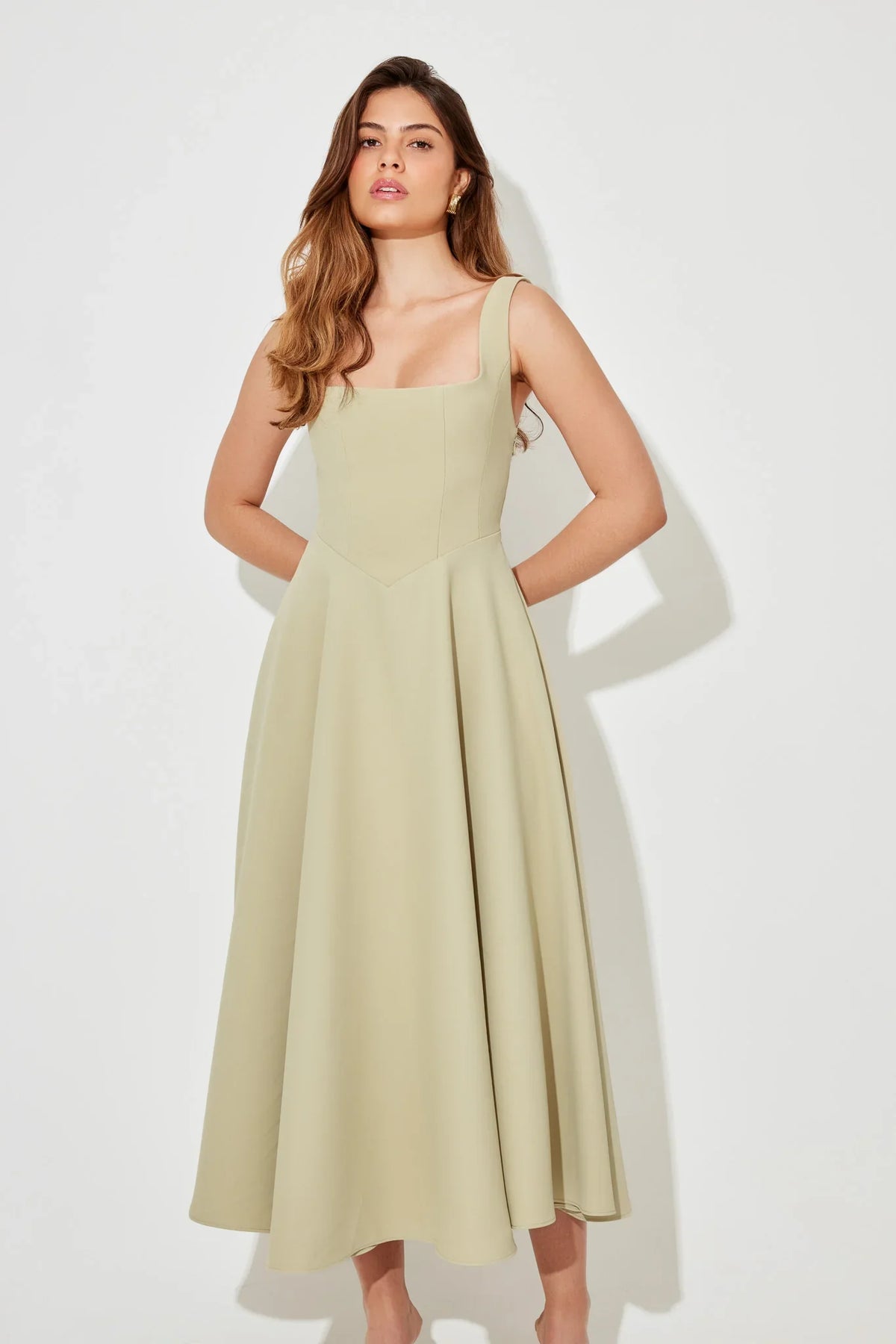 Square Neck Midi Dress