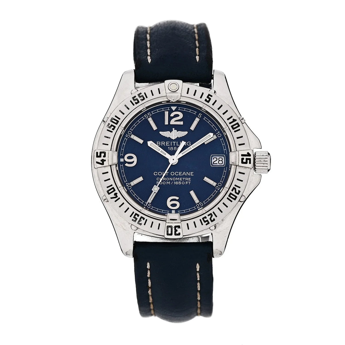 Stainless Steel Calfskin 32mm Colt Oceane Quartz Watch Blue A77350