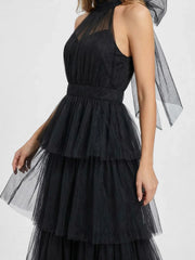 Halter Neck Tiered Tulle Gown