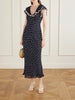 Bethea crochet-trimmed polka-dot crepe midi dress